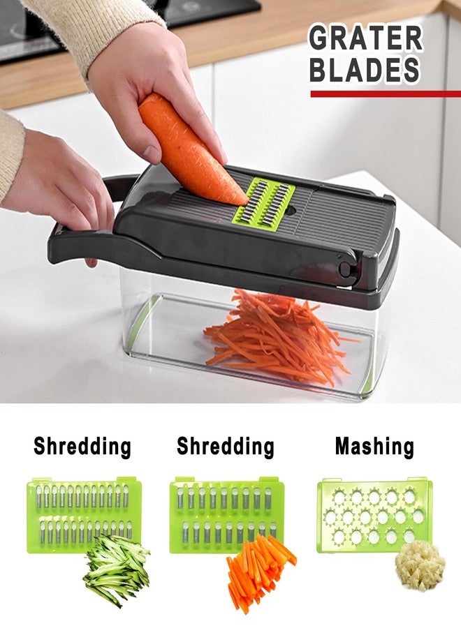 Auzeuner Multifunctional Veggie Chopper - 14 in 1 Food Chopper With 8 Blades, Slicer, Dicer, Cutter for Vegetables, Onions, and More - Hand Guard Included - Image 2